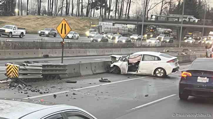 Multi-vehicle crash on Hwy. 1 in Langley sends 2 to hospital Thursday morning