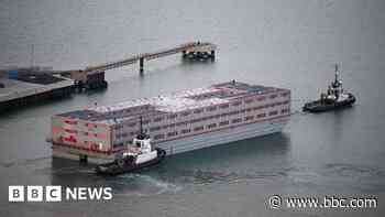 Asylum seeker barge Bibby Stockholm leaves port