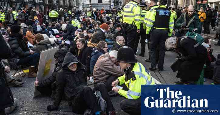 Hundreds protest in London as jailed climate activists’ appeals are heard