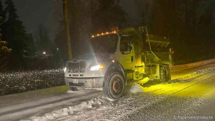First blast of snow this year leads to school closures in Abbotsford and Mission, while Chilliwack schools are open