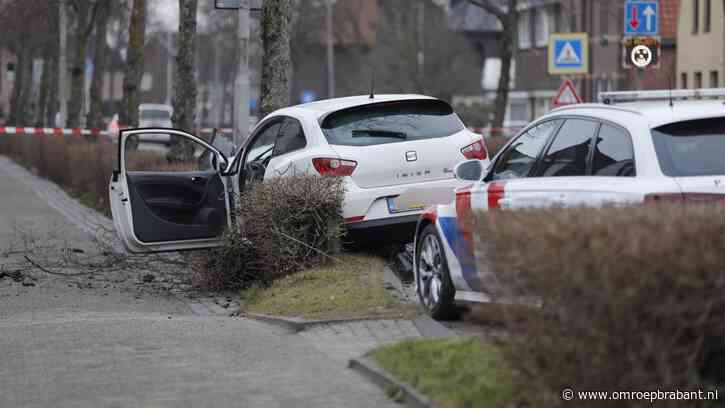 Auto crasht tegen boom na achtervolging door de politie, bestuurder gewond
