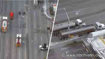 Tanker truck leaks gas, prompts road closures in Little Havana