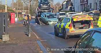 'Two-car crash' sees police shut road