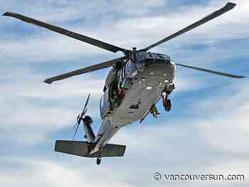 RCMP Black Hawk helicopter patrolling B.C.-U.S. border as part of security plan