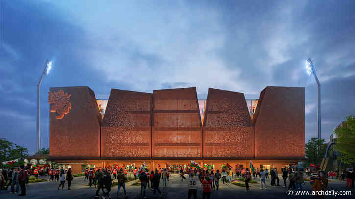 Populous Designs New Wrexham AFC Stadium Kop Stand with Signature Brickwork Pattern