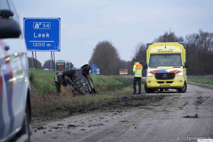 Midwolde: Opnieuw een ongeval op de A7, auto op de zijkant (Video)