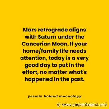 Mars retrograde aligns with Saturn under the Cancerian Moon