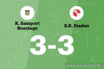 Sassport Boezinge B sleept gelijkspel uit de brand in de thuiswedstrijd tegen SK Staden