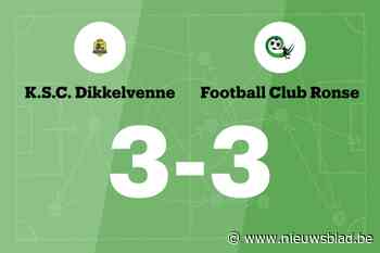 KSC Dikkelvenne B en FC Ronse eindigen op 3-3-gelijkspel