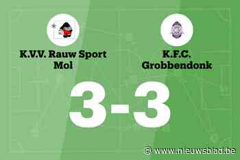 Grobbendonk speelt gelijk in uitwedstrijd tegen Rauw