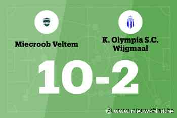 Miecroob Veltem B maakt veel doelpunten thuis tegen Olympia Wijgmaal C