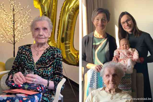 Eeuwelinge Yvonne viert bijzonder viergeslacht: haar achterkleinkind is op dag na 100 jaar jonger