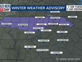 Winter weather advisory issued for Durham, Orange counties: WRAL Weather Alert Day issued for Tuesday