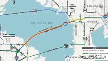 FDOT to close northbound I-275 travel lanes on the Howard Frankland Bridge Monday and Tuesday nights