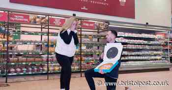 Couple get engaged at Morrisons with help of a big biscuit