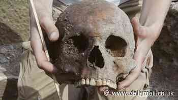 Remains of a 'VAMPIRE' whose body was decapitated to stop it rising from the dead are discovered in a medieval fortress in Croatia