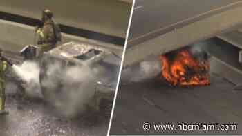 WATCH: Video shows pickup truck on fire on westbound I-595