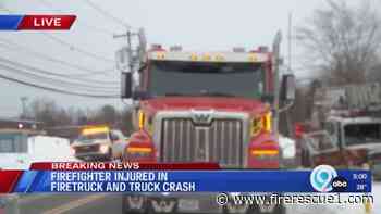 N.Y. firefighter injured in ladder truck, roll off truck crash