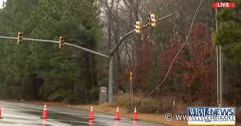 Power lines stretched across Globe Road, hundreds still without power near RDU