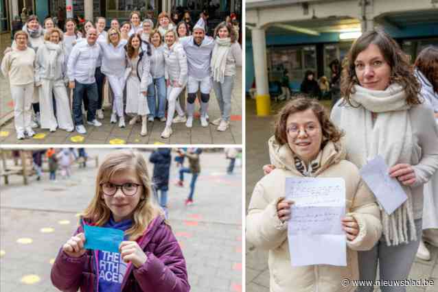 Leerkrachten De Basis in Duffel tooien zich in het wit en steunen nationale actiedag op eigen manier: “We willen boodschap van hoop brengen”