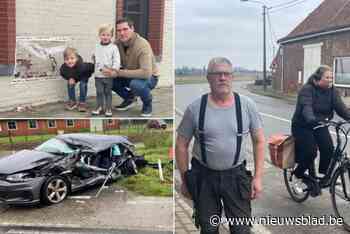 Maurice (2) opgeschrikt door zoveelste ongeval tegen gevels, bewoners bochtig kruispunt eisen maatregelen: “We moesten soms zelf zout strooien”