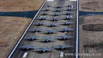 Pentagon video shows off dozens of F-22 Raptors to show it's 'combat ready' amid fears of WWIII