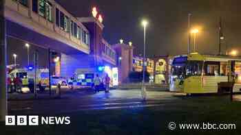 Tram and car collide near bridge