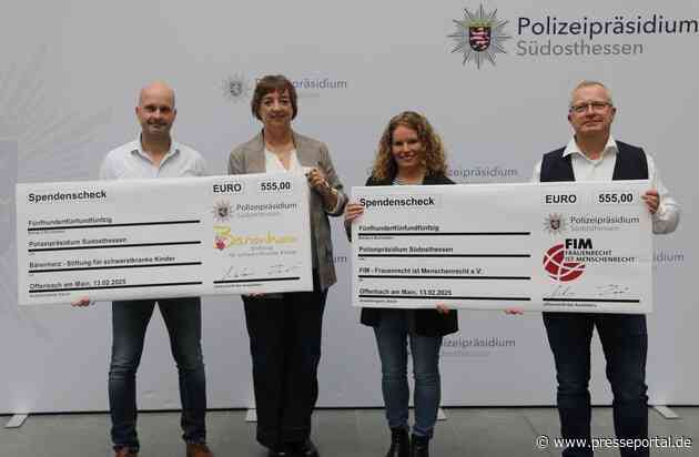 POL-OF: 1.110 Euro für den guten Zweck: Spendenübergabe an zwei gemeinnützige Einrichtungen