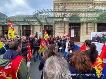 "Une déshumanisation des gares" dénonce la CGT venue accueillir le ministre des Transports, Philippe Tabarot, en gare de Nice