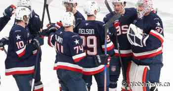 Teams USA reacts after fans in Montreal boo American national anthem at 4 Nations Face-Off
