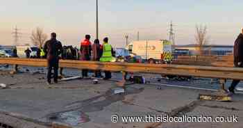 Two men killed and another left with 'life-changing' injuries after A13 crash