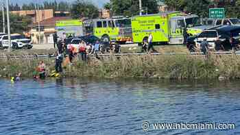 Crews respond to reports of driver who crashed car into canal in Medley