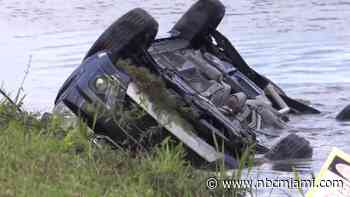 Driver hospitalized after crashing car into canal in Medley