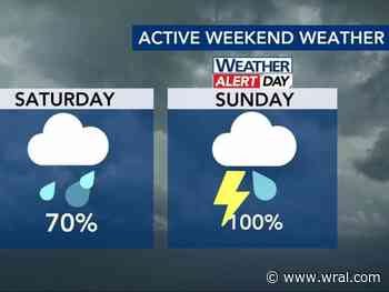 Rain chances pick up Saturday evening before a WRAL Weather Alert Day on Sunday