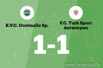 Turk Sport speelt gelijk tegen Oostmalle