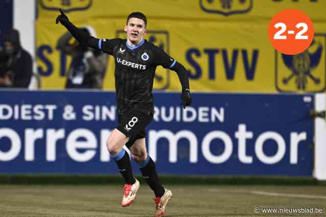 De stunt van STVV was o zo dichtbij, tot Tzolis Club Brugge in de extra tijd alsnog een punt bezorgt