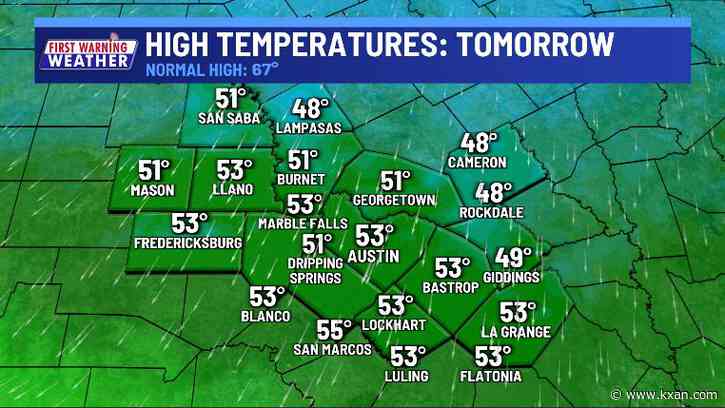 Cold front arrives overnight, much cooler Sunday