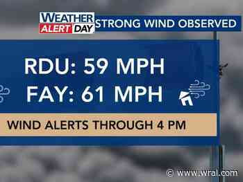 ⚠️WRAL Weather Alert Day⚠️ Wind gusts continue as line of rain passes east Sunday