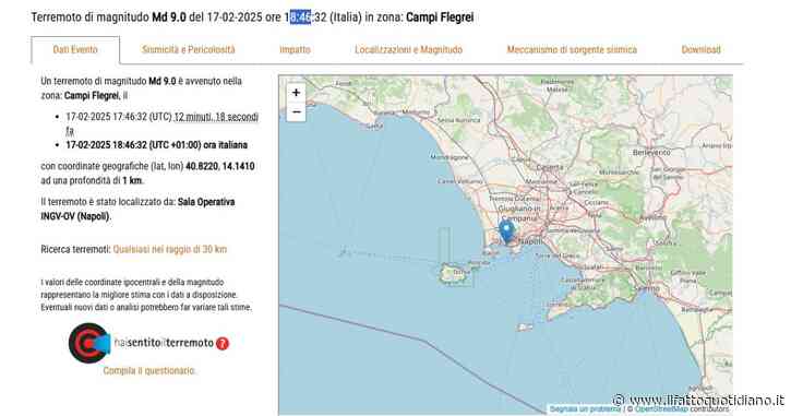 “Terremoto ai Campi Flegrei di magnitudo 9”: l’errore dell’Ingv fa tremare la Rete