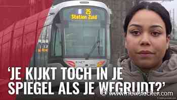 Estella zat vast tussen deur rijdende tram