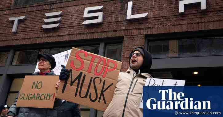 Protesters target Tesla showrooms in US over Elon Musk’s government cost-cutting