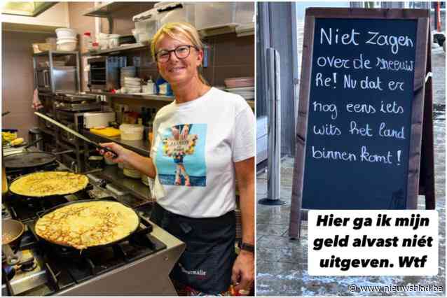 Valerie (51) onder vuur voor opmerkelijke boodschap op reclamebord van haar tearoom: “Je moet tegenwoordig elk woord wikken en wegen”