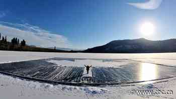 Giant Canadian flag carved into frozen B.C. lake in patriotic display