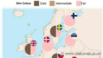 How white skin evolved in Europeans: Incredible map reveals how pale complexions only became the norm 1,700 years ago