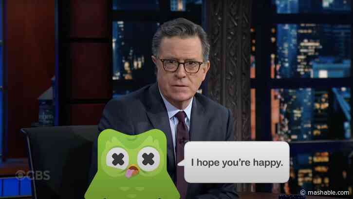 Stephen Colbert mourns Duolingo owl Duo, knows what you did