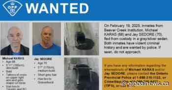 Two inmates with ‘violent criminal history’ escape Ontario prison