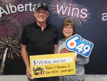 Grande Prairie couple wins $54 million jackpot on Lotto 6-49 draw: 'Our sons are thrilled'