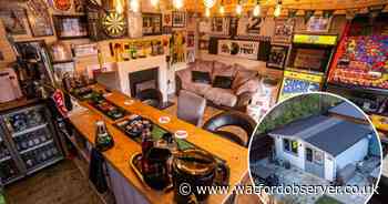 On This Day: Hornets fan unveils Watford-themed garden pub near Luton territory