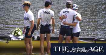 ‘Forever in our hearts’: Schoolboy crewmates in emotional ‘row past’ memorial for ‘Big Ed’ Millear