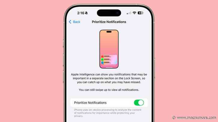 iOS 18.4 Adds Apple Intelligence Priority Notifications Feature
